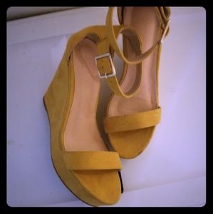 Yellow suede sandals